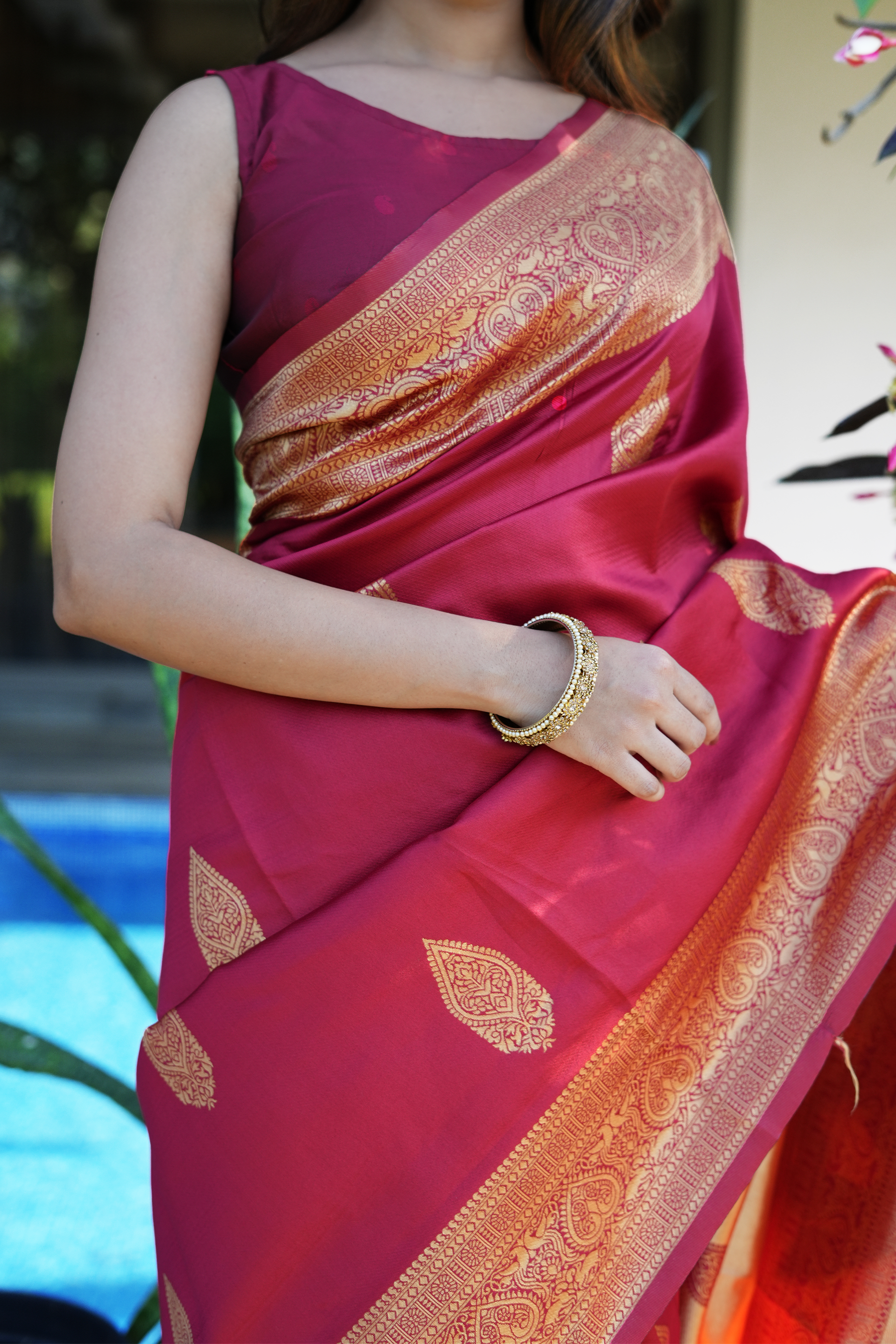 Rajwadi Maroon Banarasi Silk Saree