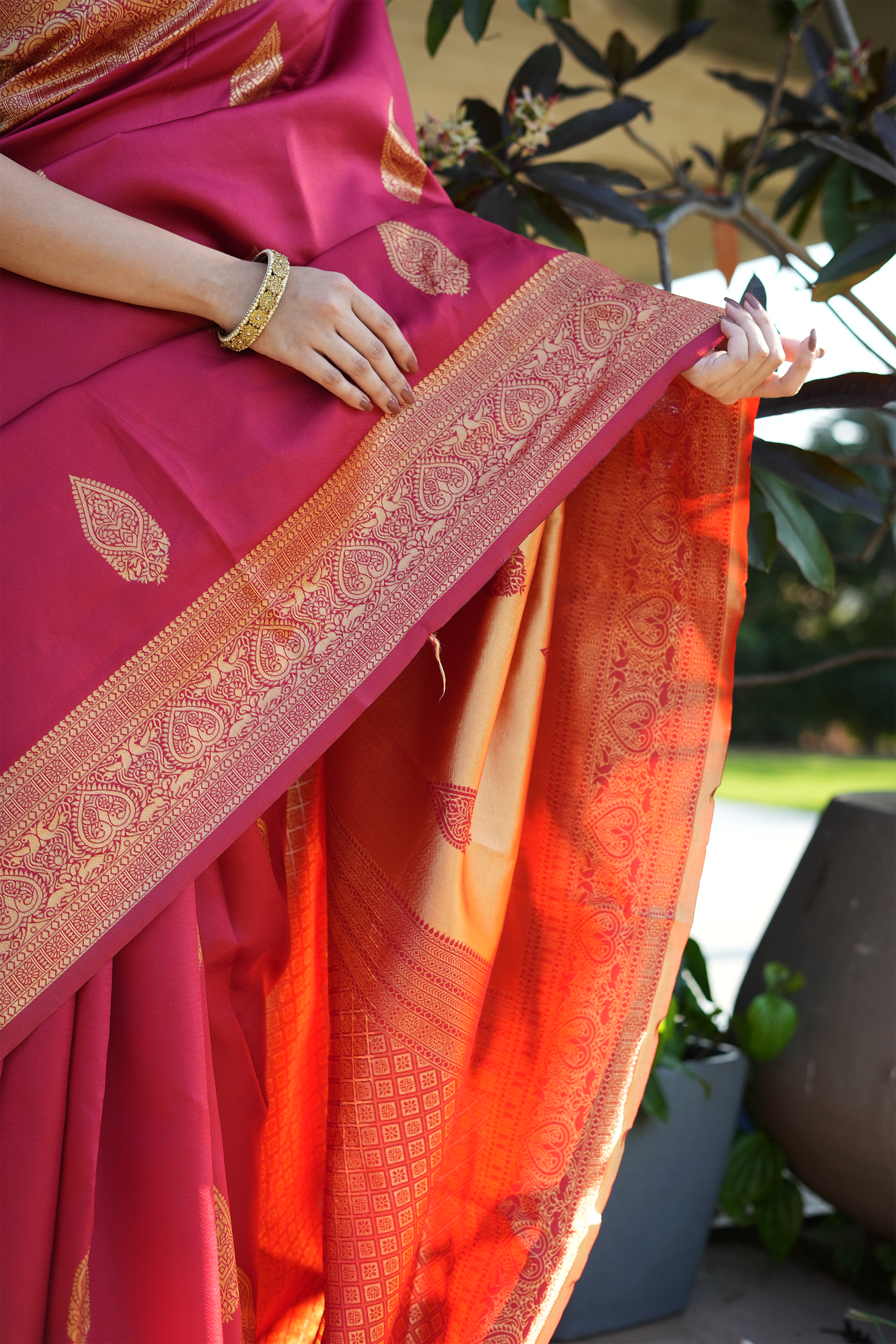 Rajwadi Maroon Banarasi Silk Saree