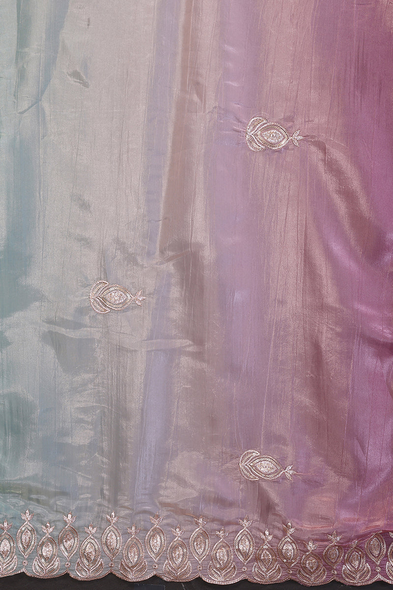 Rama Dual Sahde Embroidered Saree