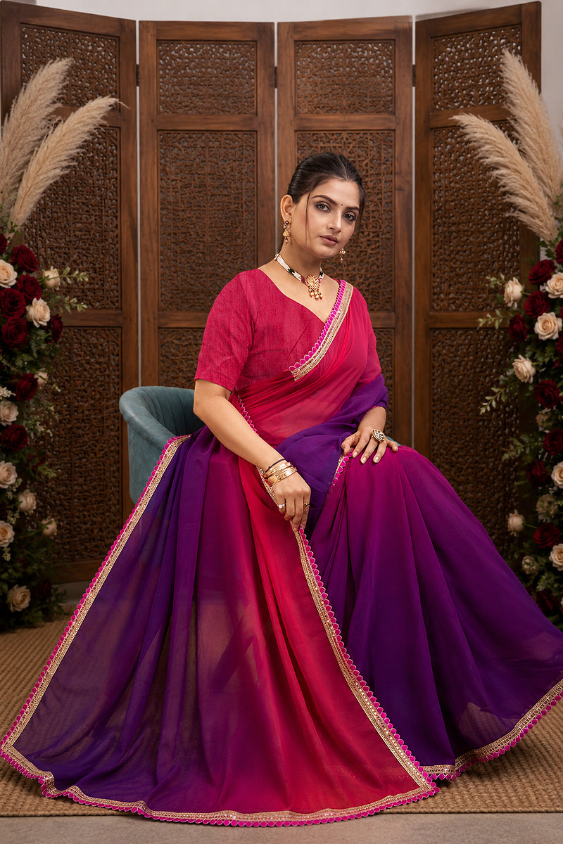 Rani Toned Georgette Saree