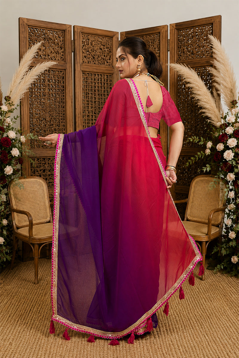 Rani Toned Georgette Saree