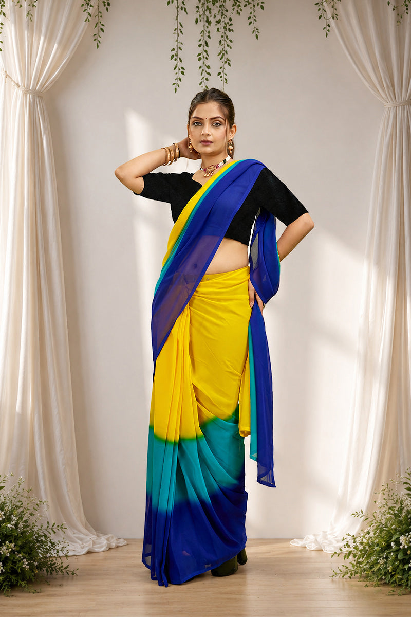 Ready to Wear Multi-Colored Soft Georgette Saree