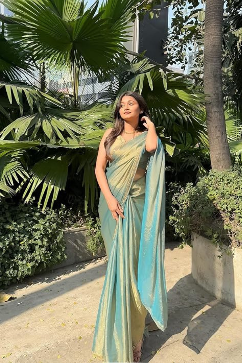 Blue Jimmy Choo Silk Saree