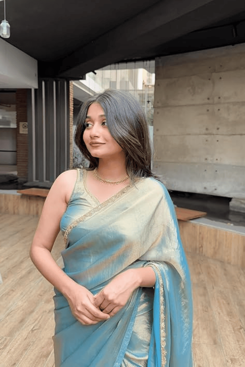 Blue Jimmy Choo Silk Saree