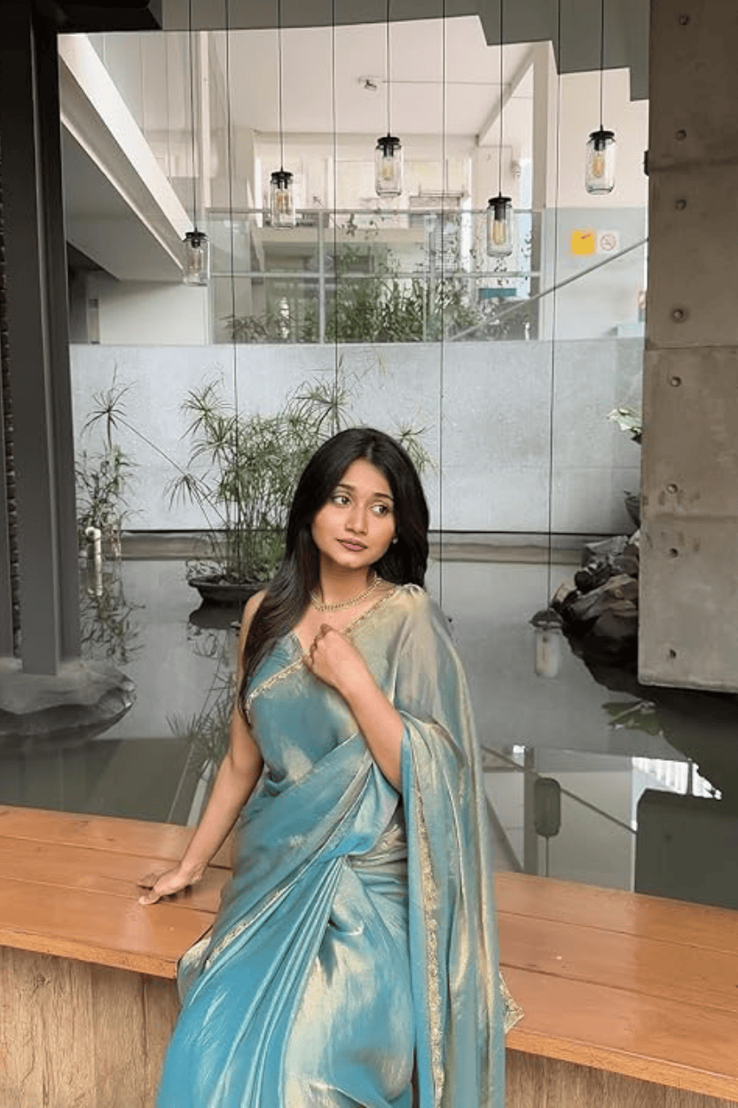 Blue Jimmy Choo Silk Saree