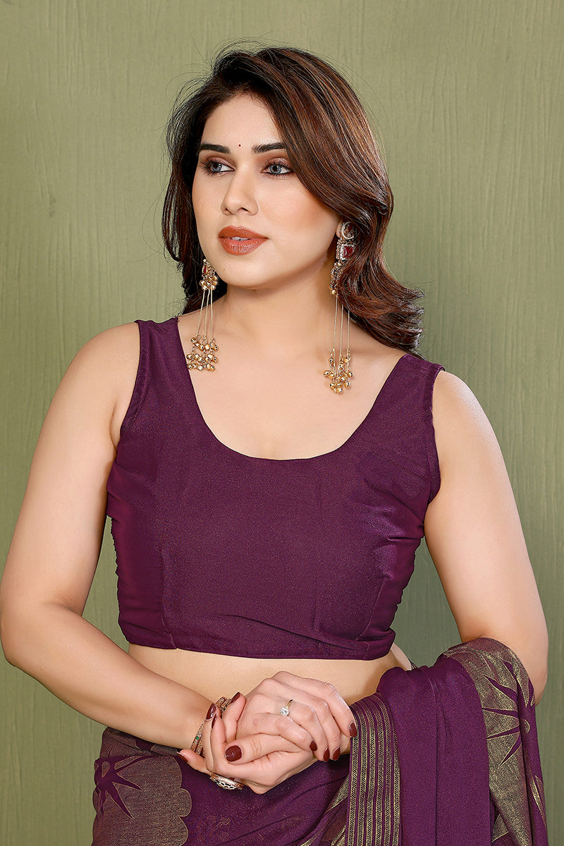 Wine Foil Printed Georgette Saree