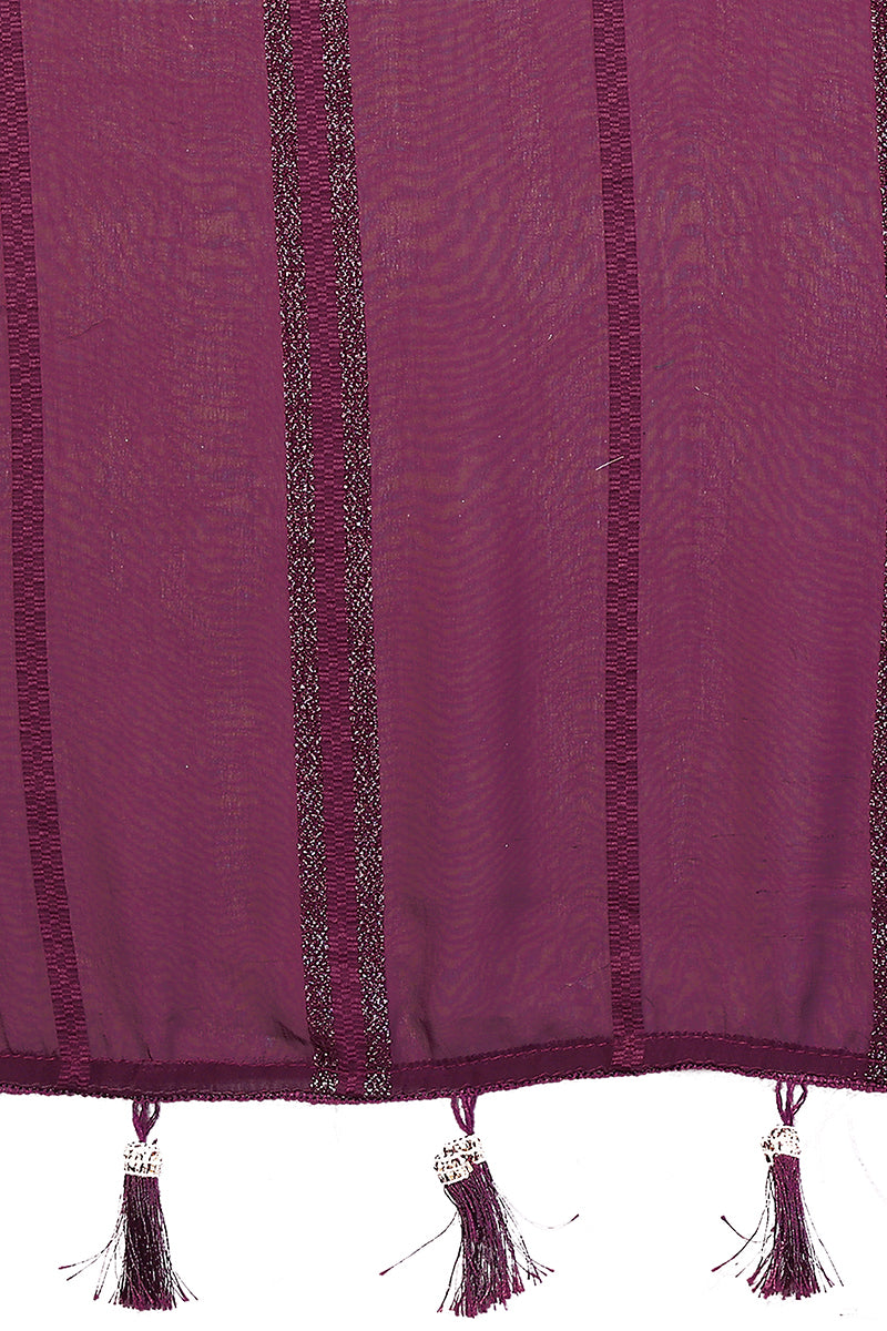 Wine Plain Georgette Saree