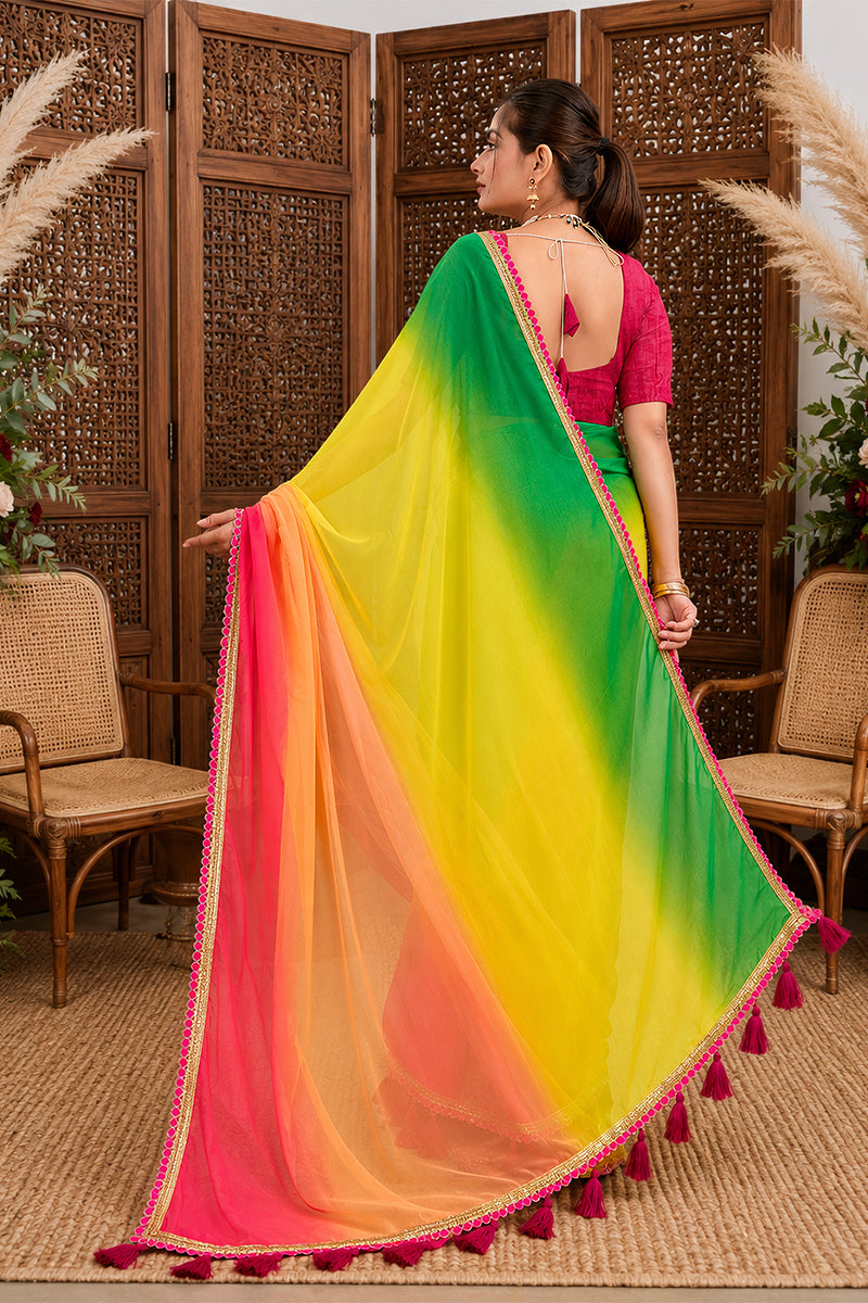 Yellow Toned Georgette Saree