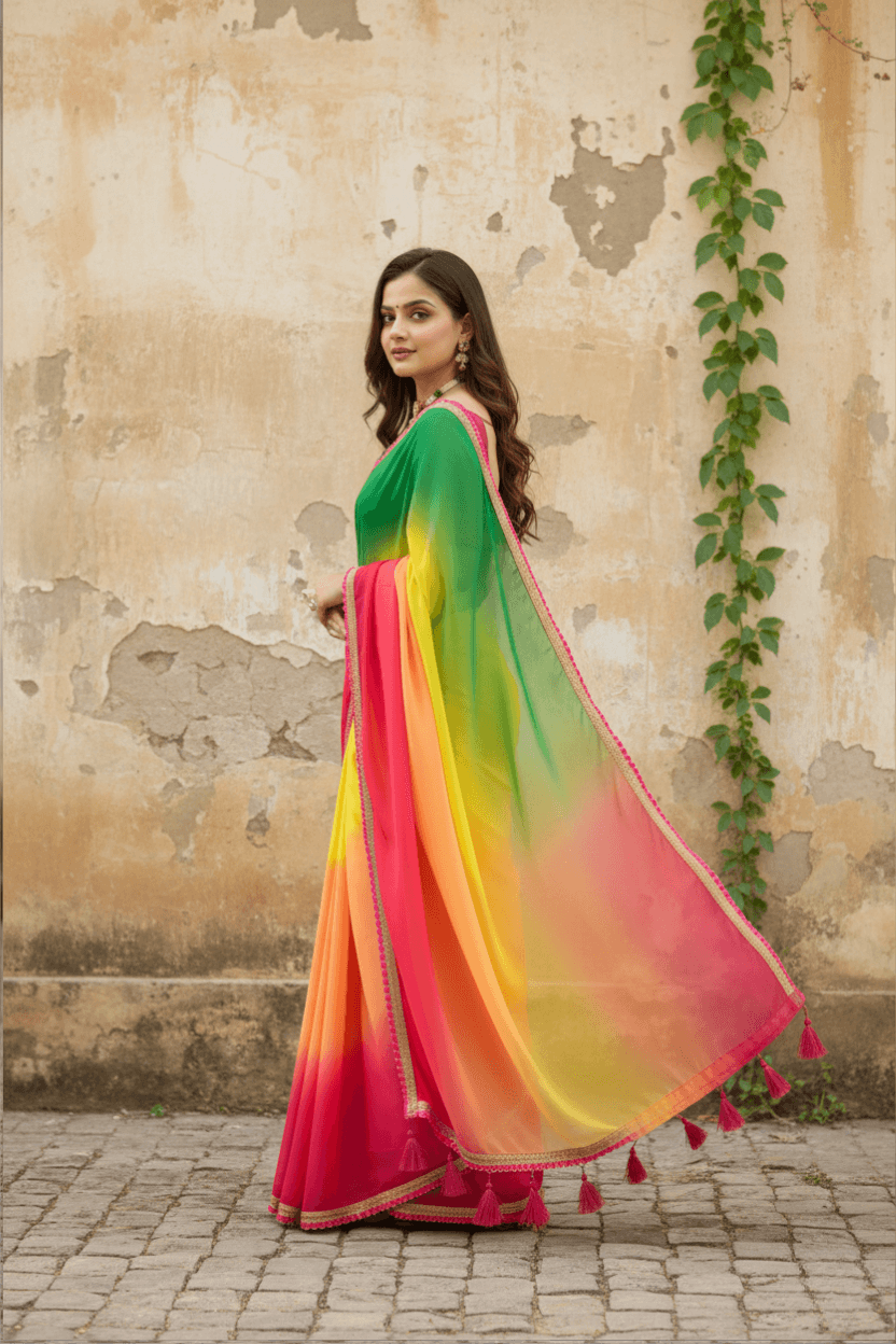 Yellow Toned Georgette Saree