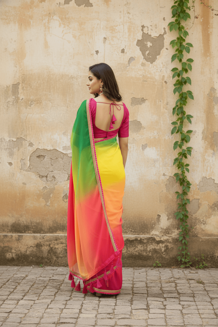 Yellow Toned Georgette Saree