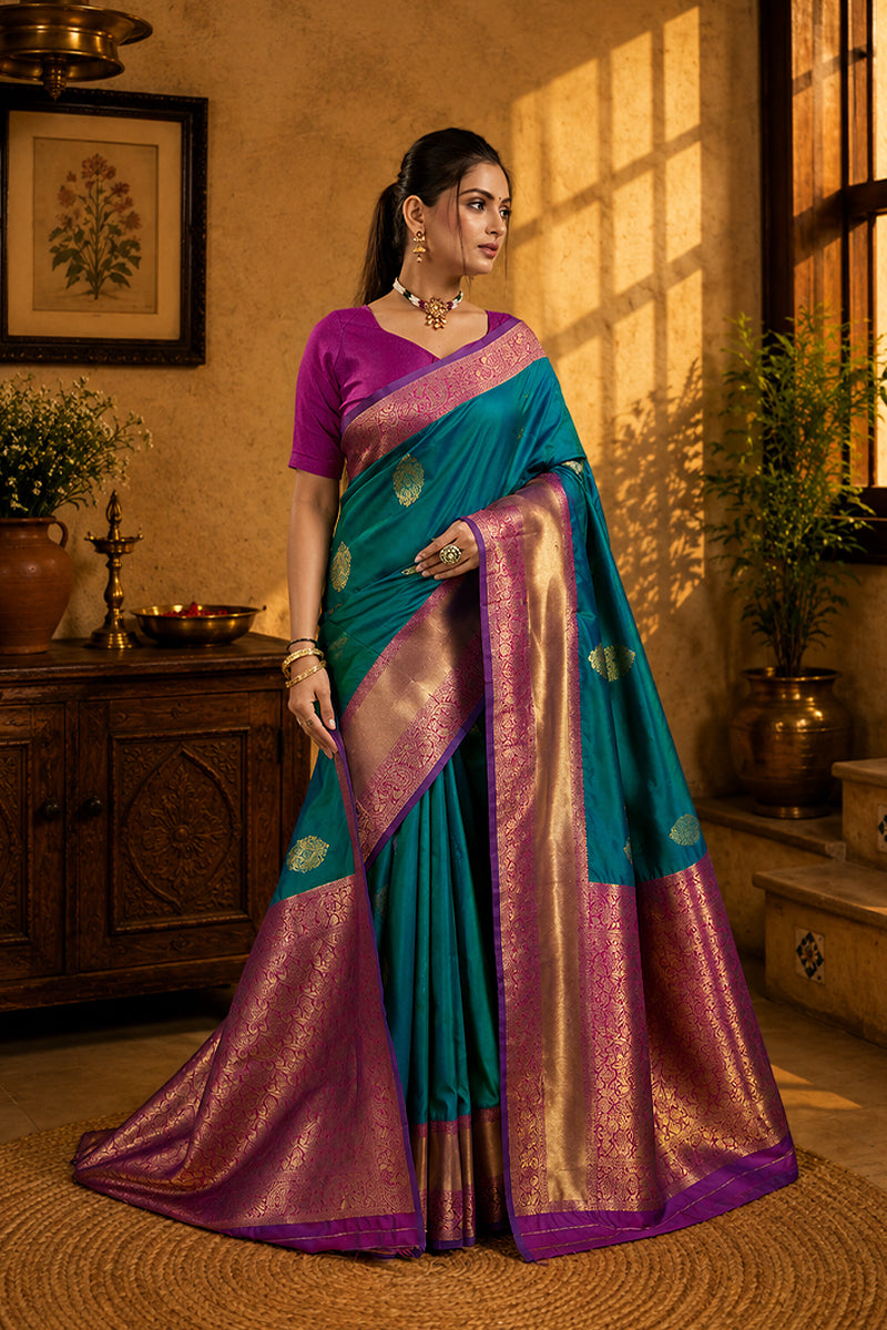 Blue Woven Kanjivaram Silk Saree