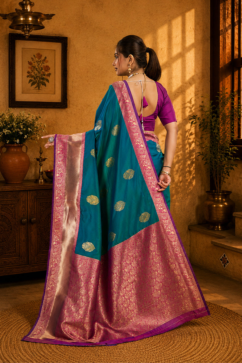 Blue Woven Kanjivaram Silk Saree