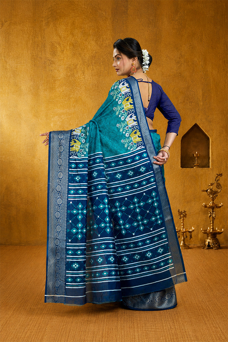 Purple Bandhani Print Soft Dola Cotton Gharchola Saree