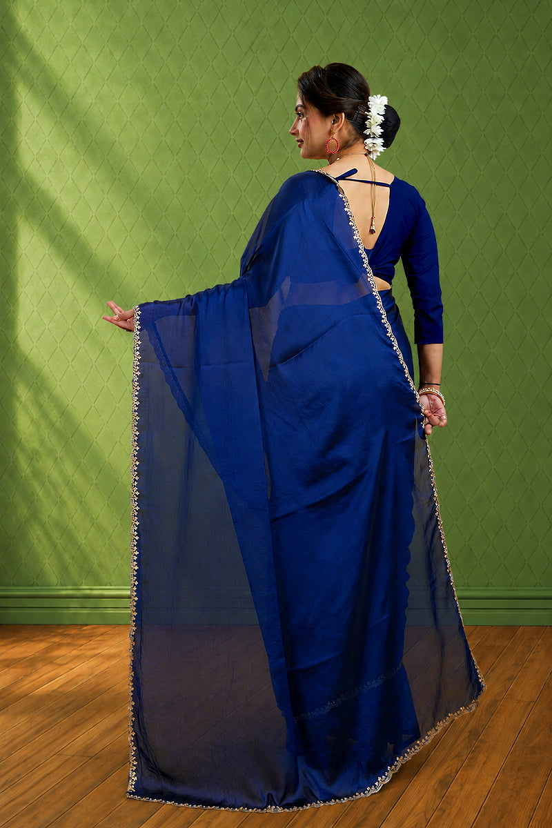 Rama Embroidered Rangoli Silk Saree