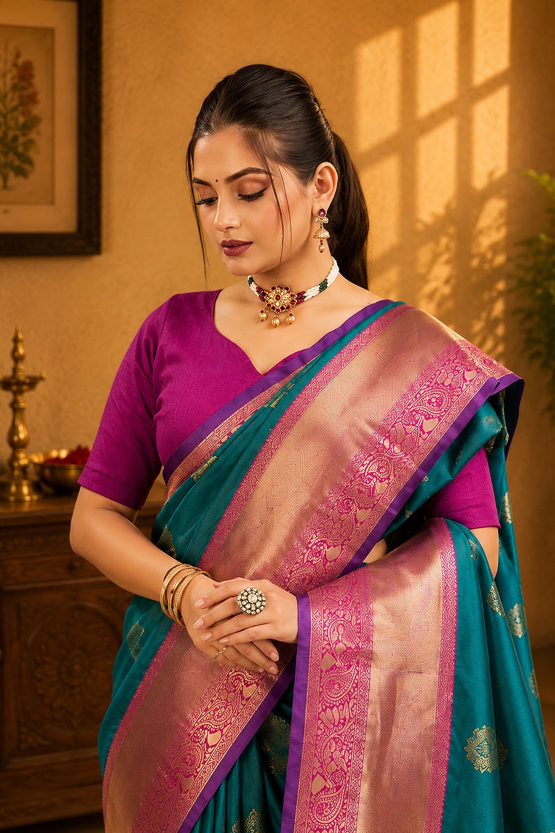 Blue Woven Kanjivaram Silk Saree