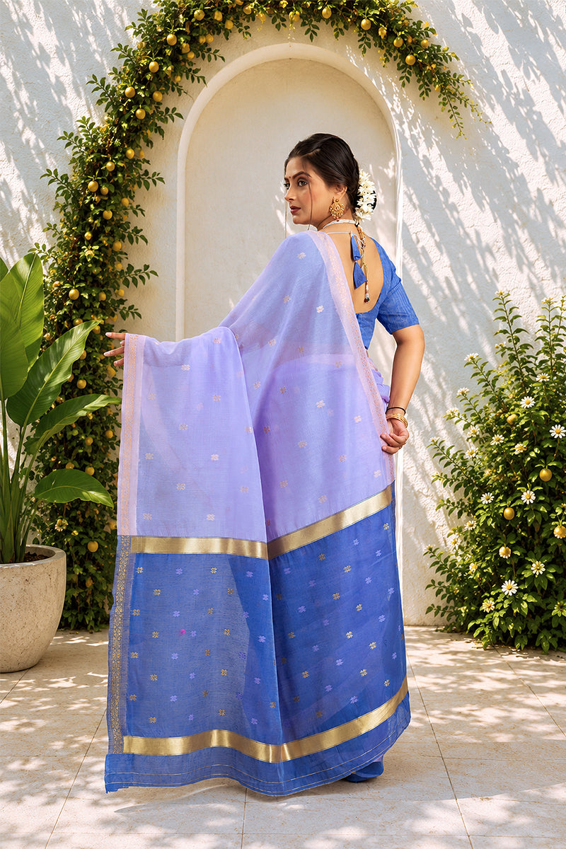 Lavender Toned Cotton Silk Saree