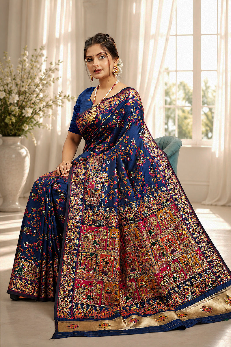 Navy Minakari Banarasi Saree