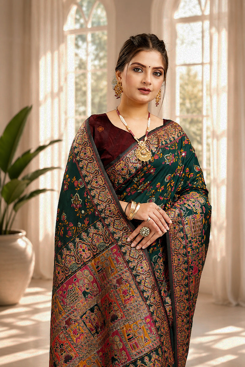 Green Minakari Banarasi Saree