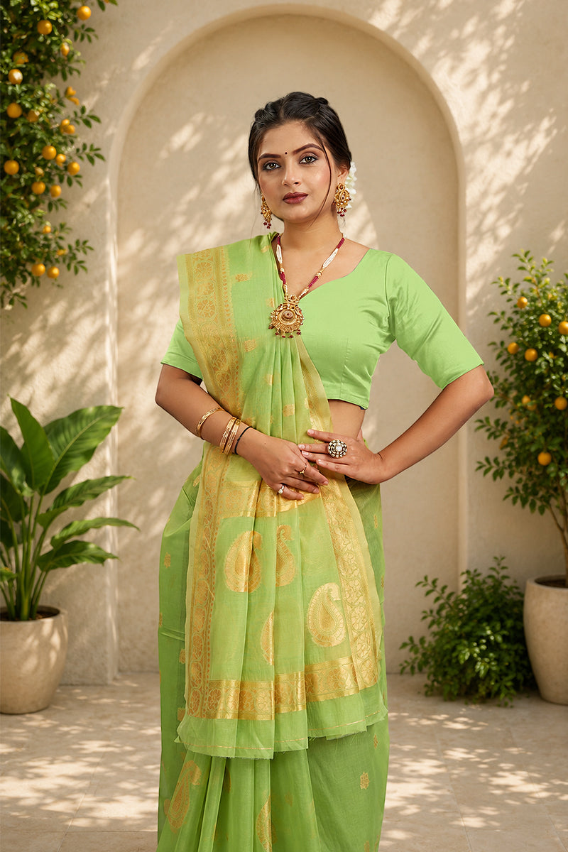 Mint Soft Cotton Silk Saree