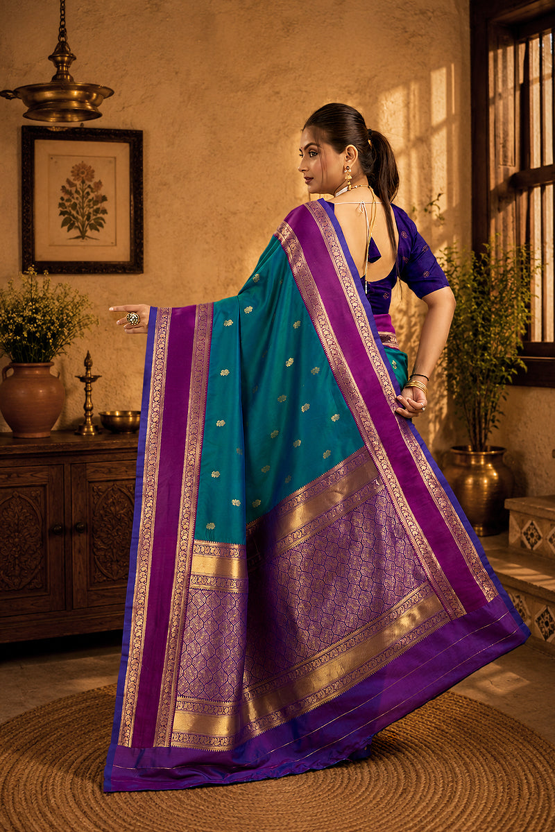 Blue Woven Kanjivaram Silk Saree