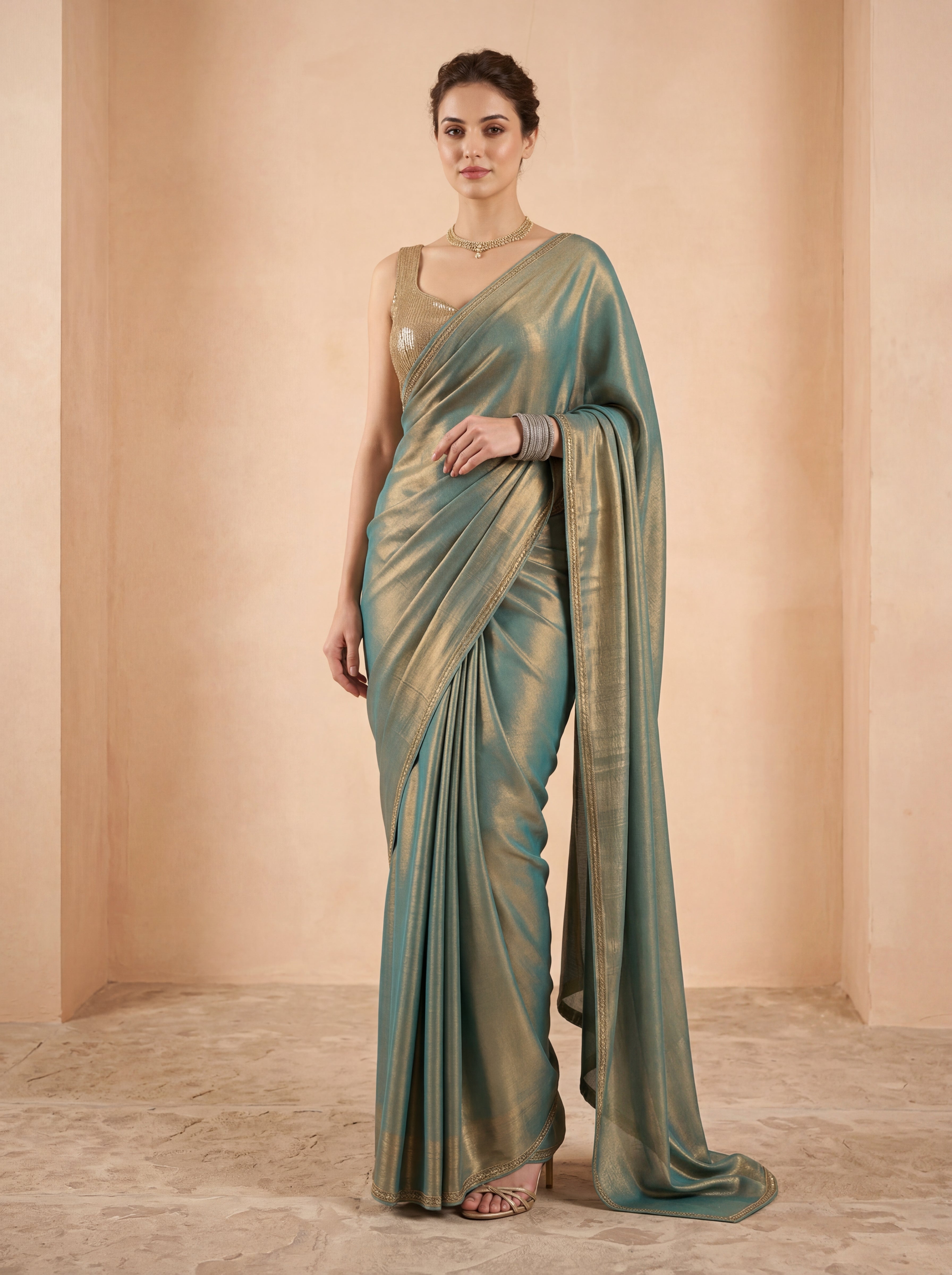 Blue Jimmy Choo Silk Saree