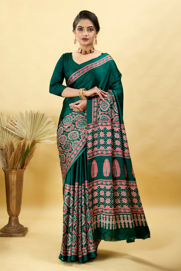 Kalamkari Design Gajji Silk Saree