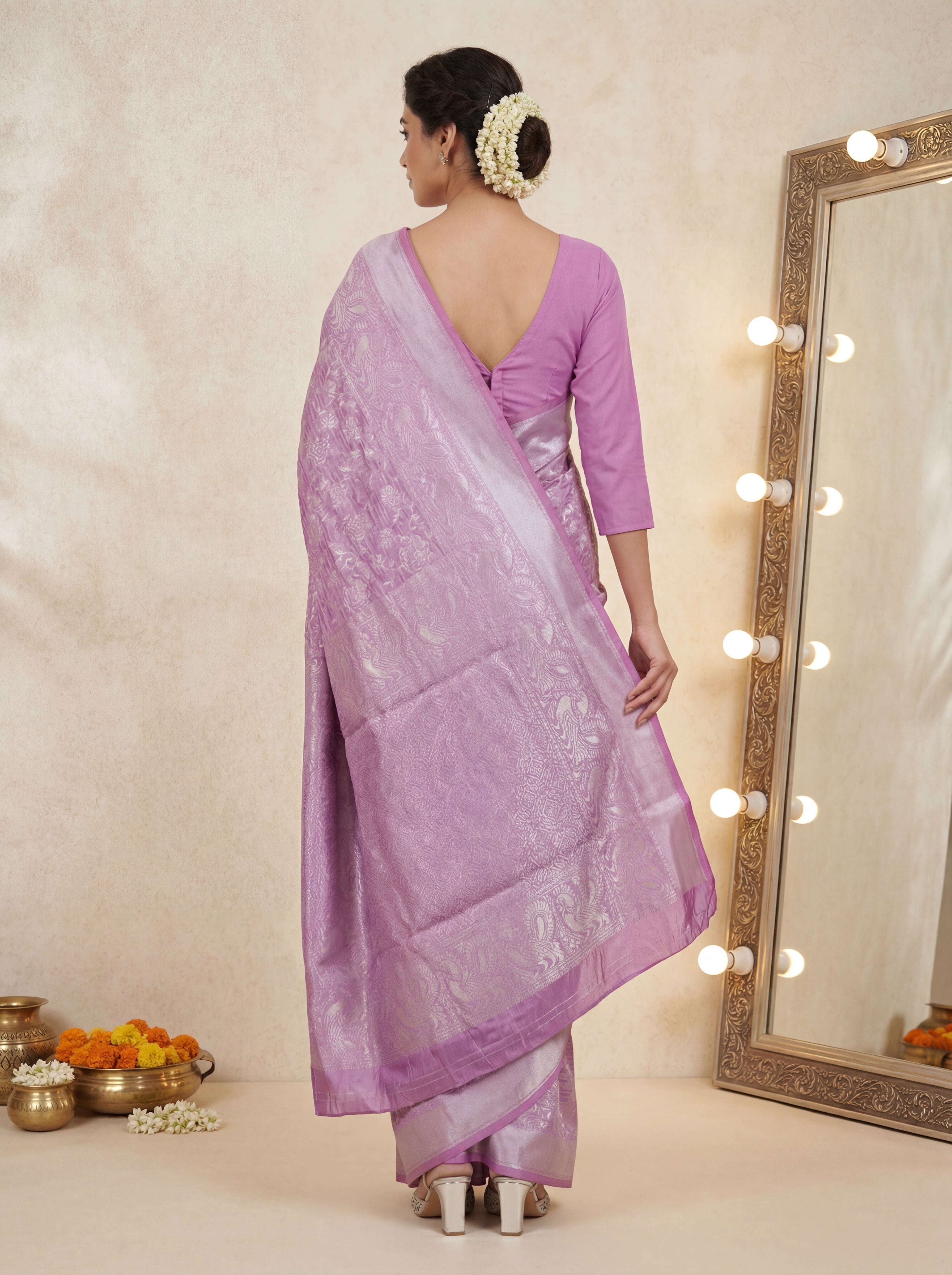 Lavender Woven Banarasi Silk Blend Saree