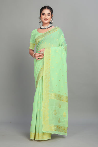 Mint Soft Lilan Slab Butti Print Casual Wear Saree