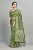 Green Woven Silk Blend Saree