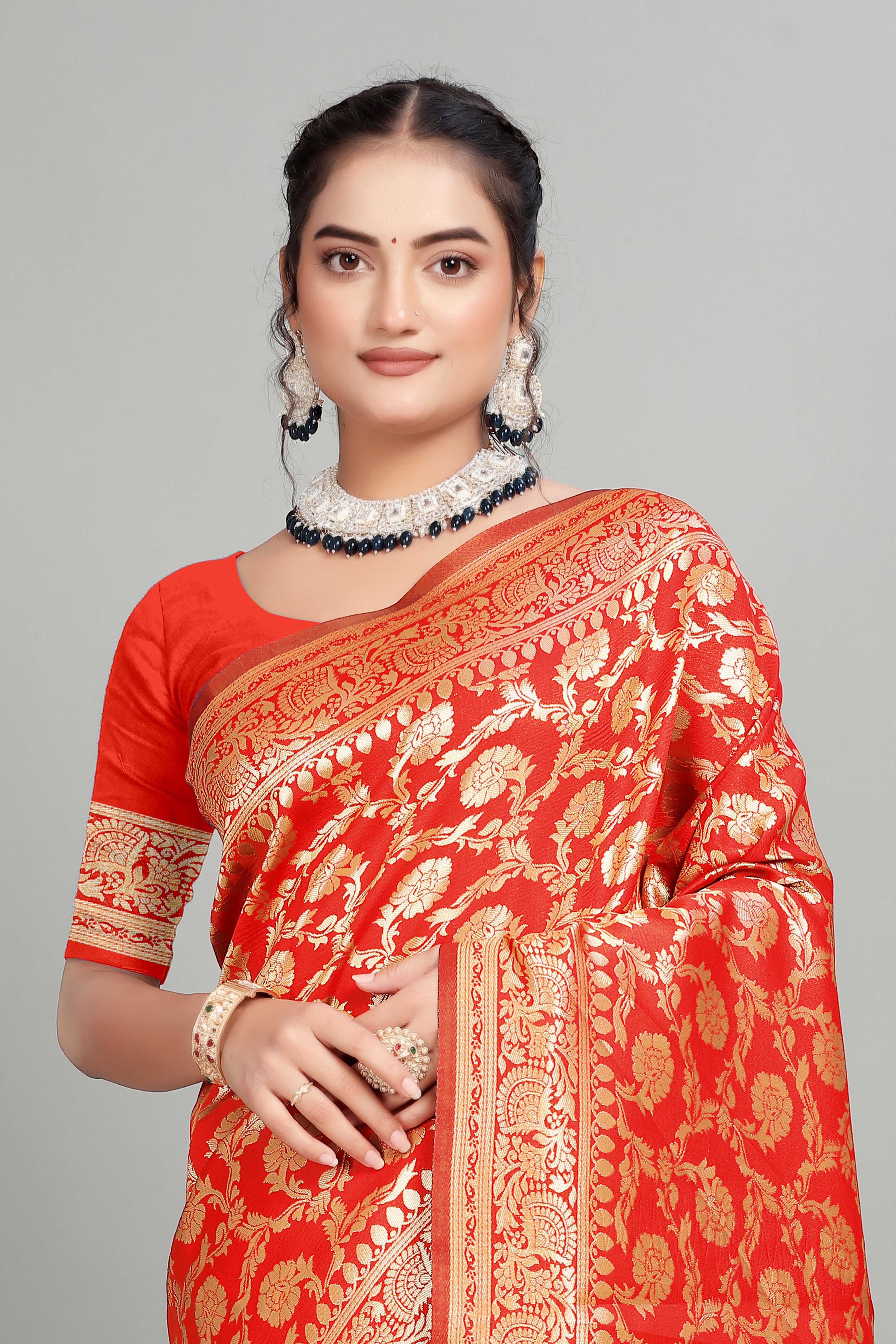 Orange Woven Banarasi Silk Saree