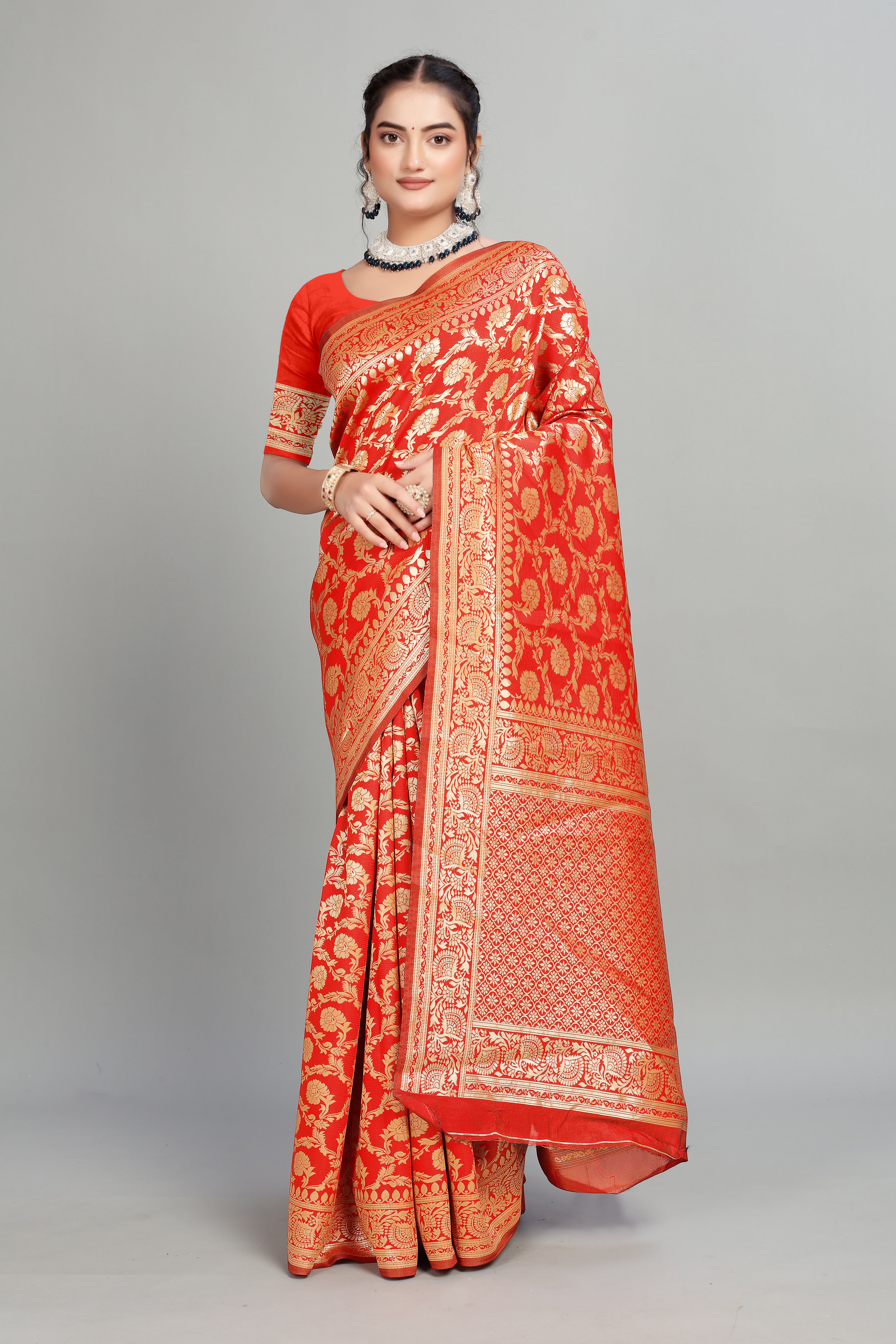 Orange Woven Banarasi Silk Saree
