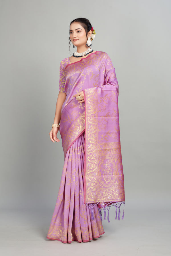 Lavender Woven Silk Blend Saree