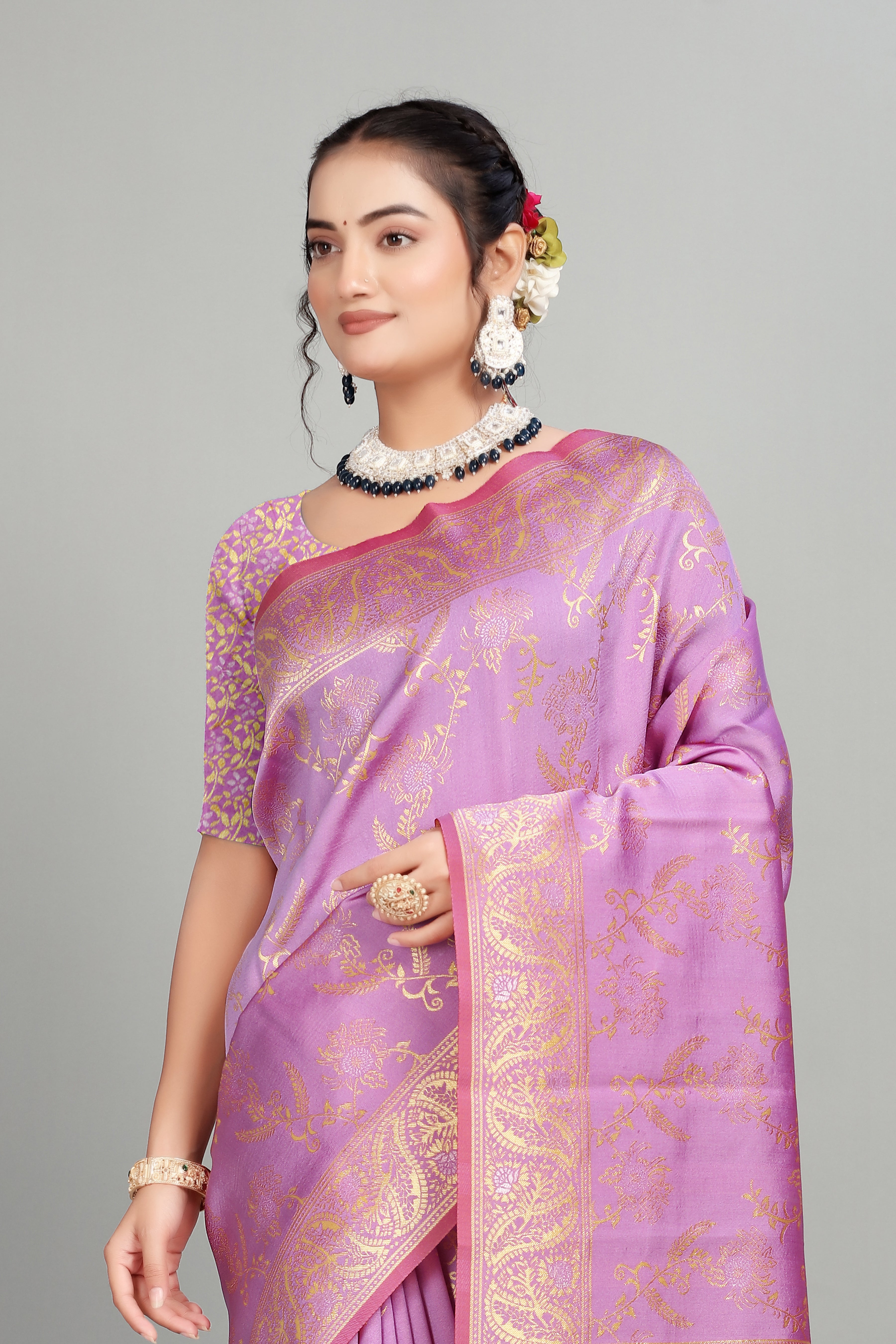 Lavender Woven Silk Blend Saree