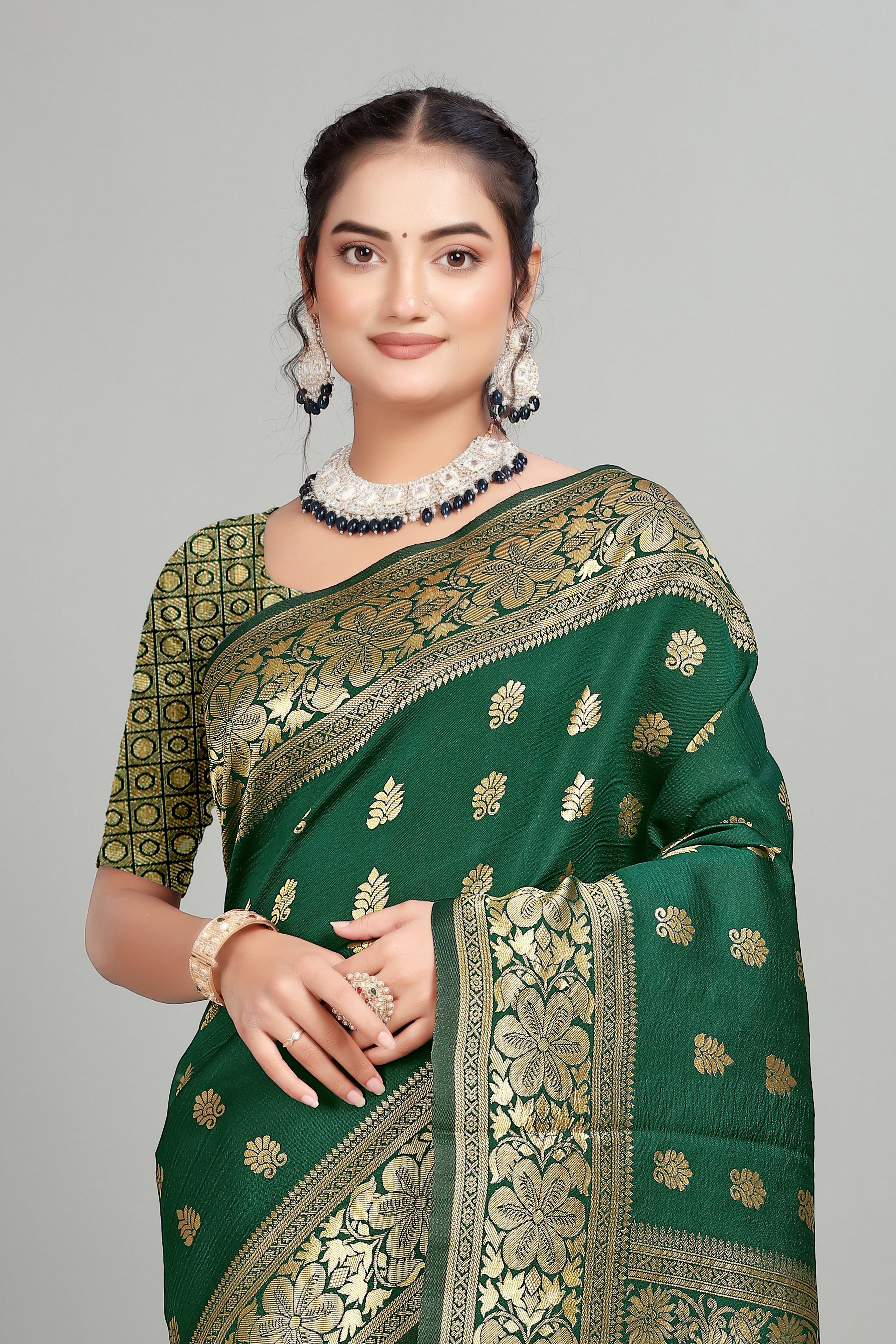 Green Woven Banarasi Silk Saree