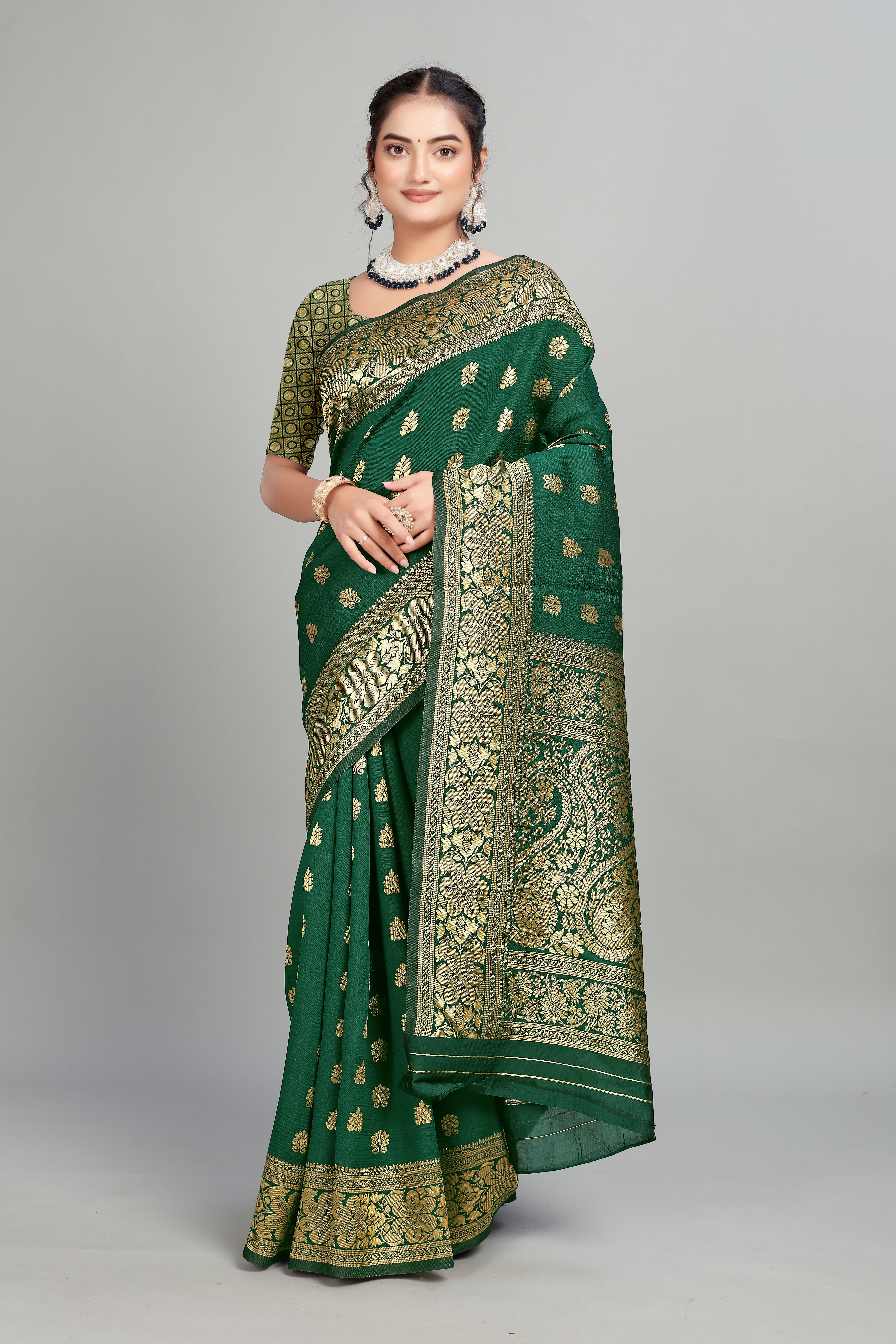 Green Woven Banarasi Silk Saree