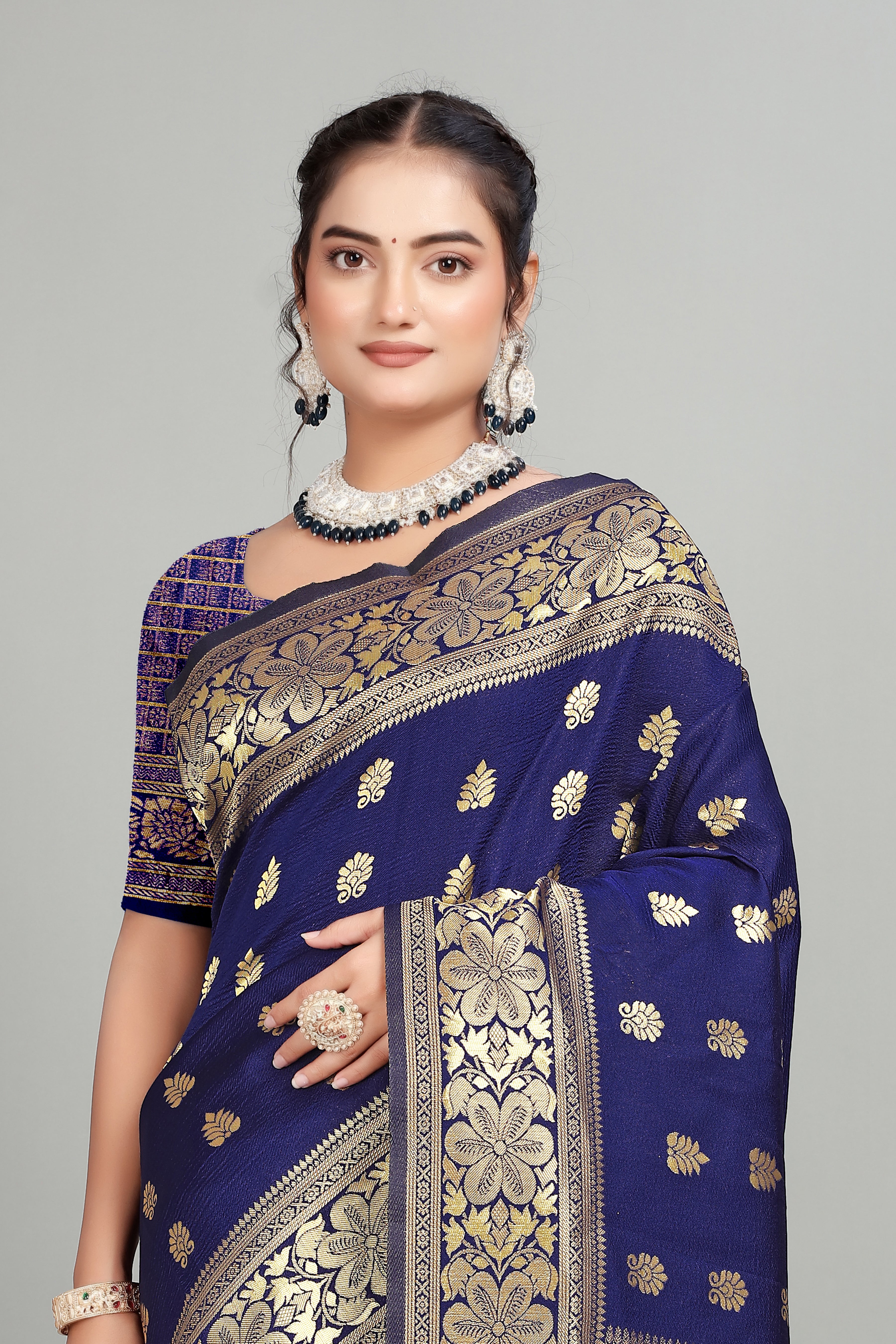 Blue Woven Banarasi Silk Saree