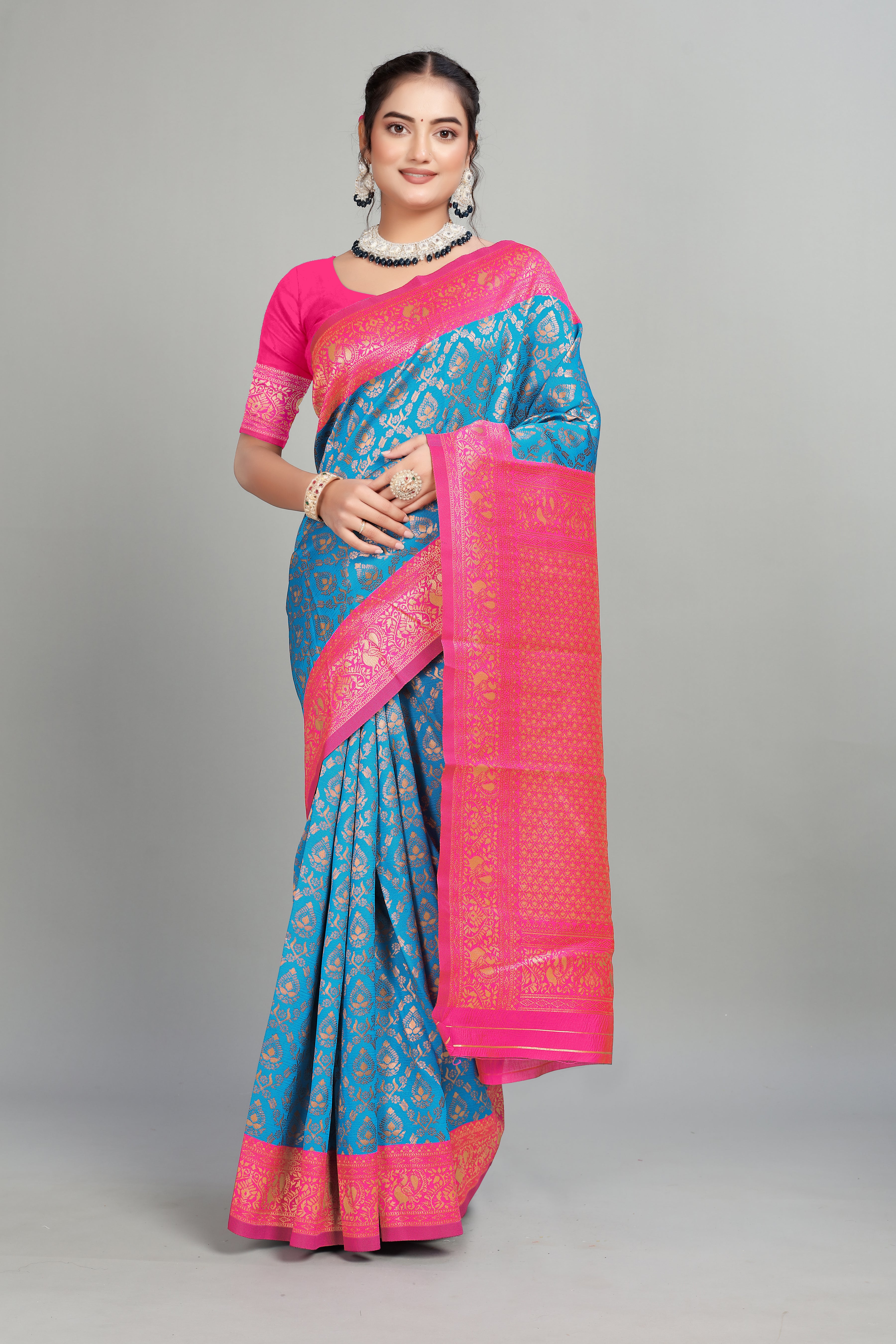 Blue Woven Banarasi Silk Saree