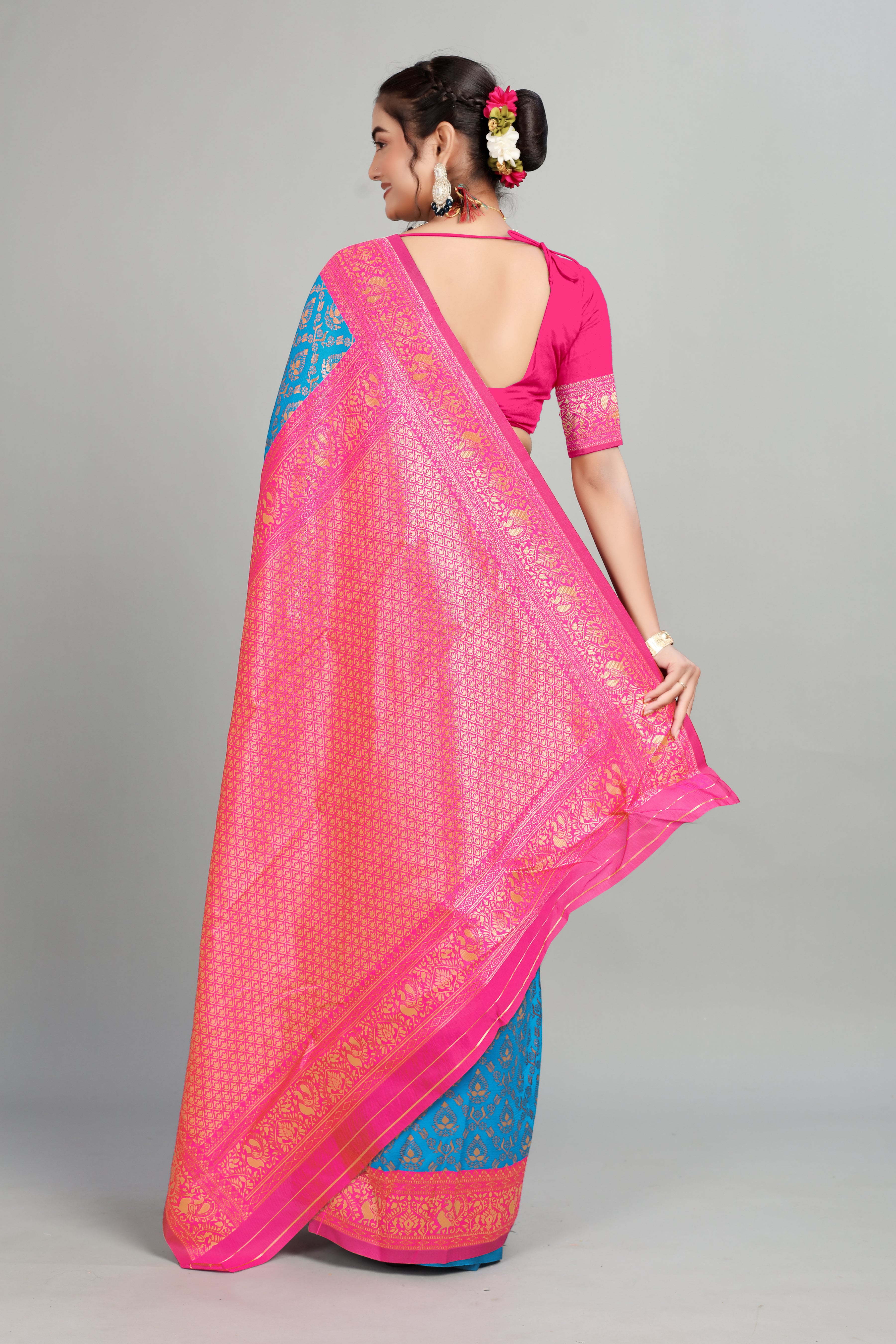 Blue Woven Banarasi Silk Saree