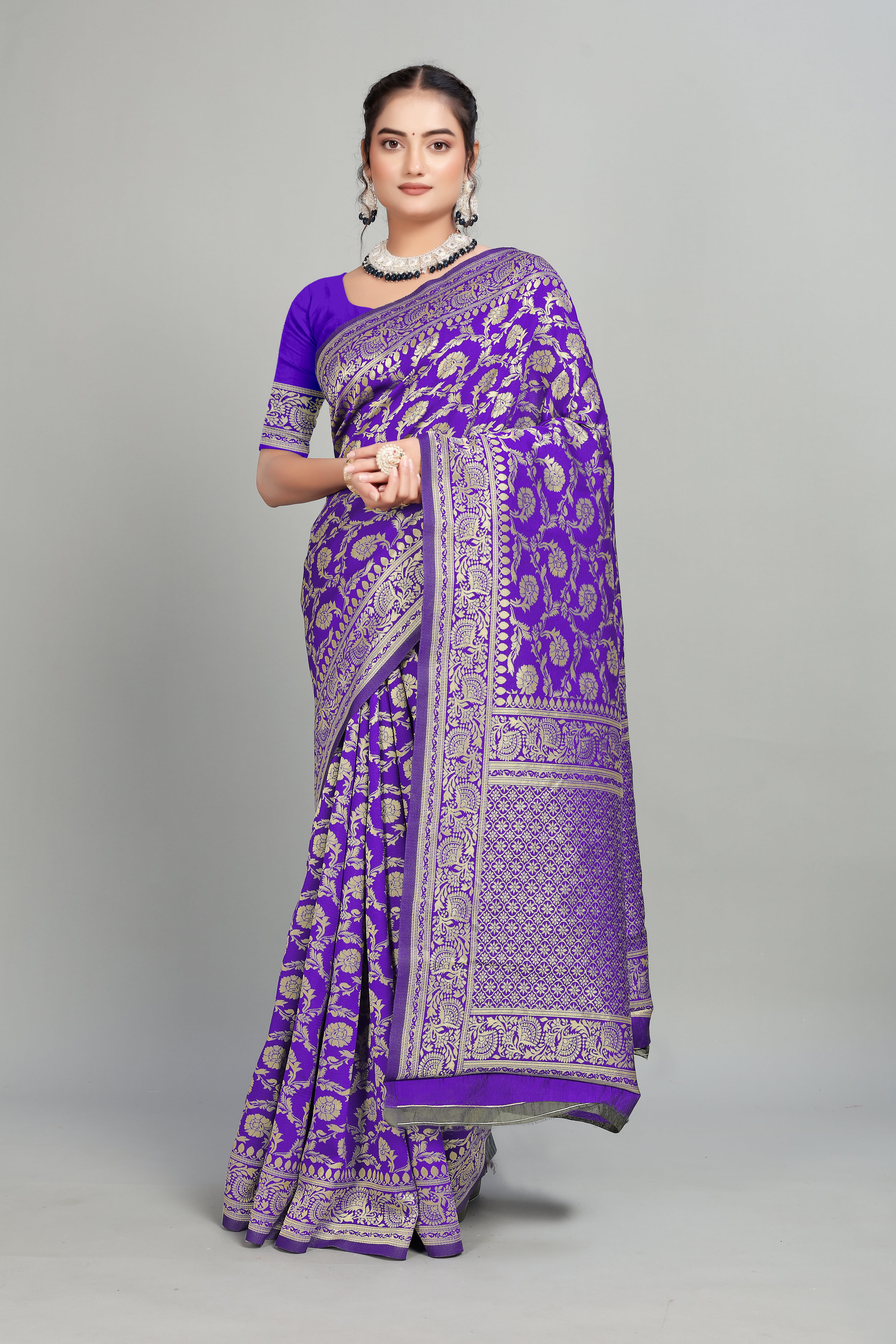 Royal Blue Woven Banarasi Silk Saree