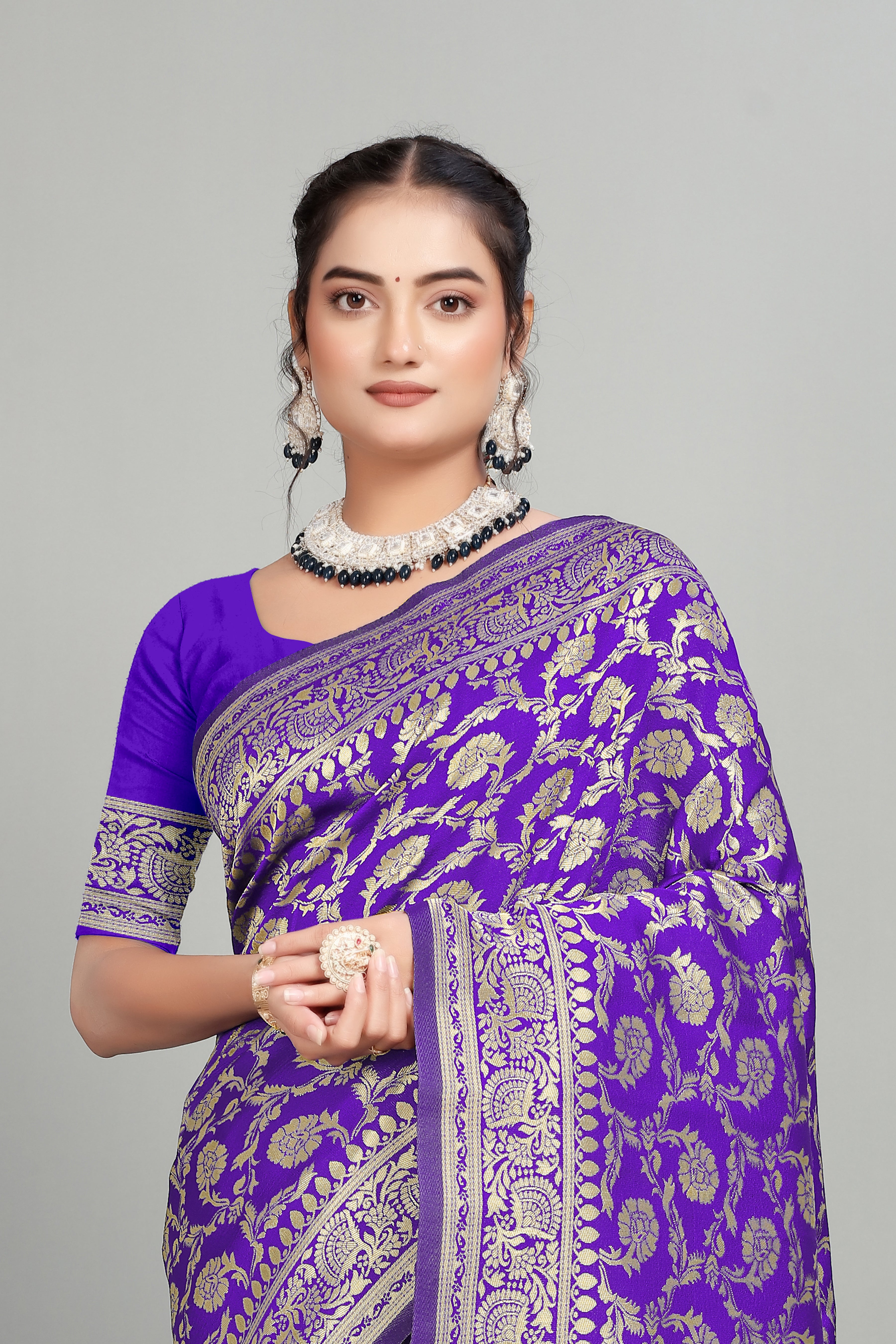 Royal Blue Woven Banarasi Silk Saree