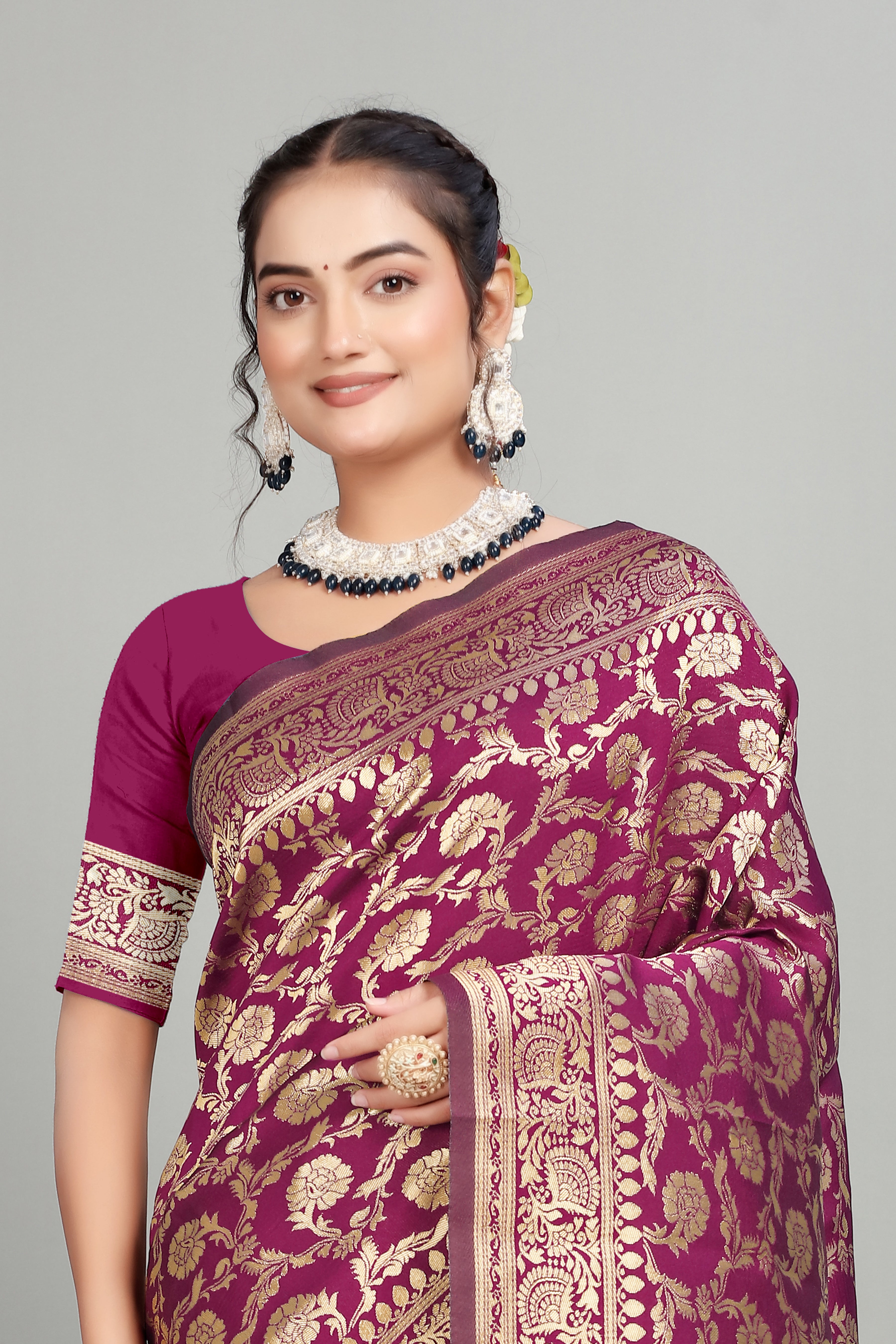 Purple Woven Banarasi Silk Saree