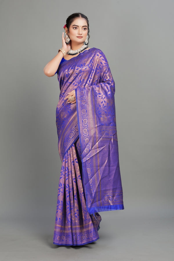 Blue Woven Banarasi Silk Saree