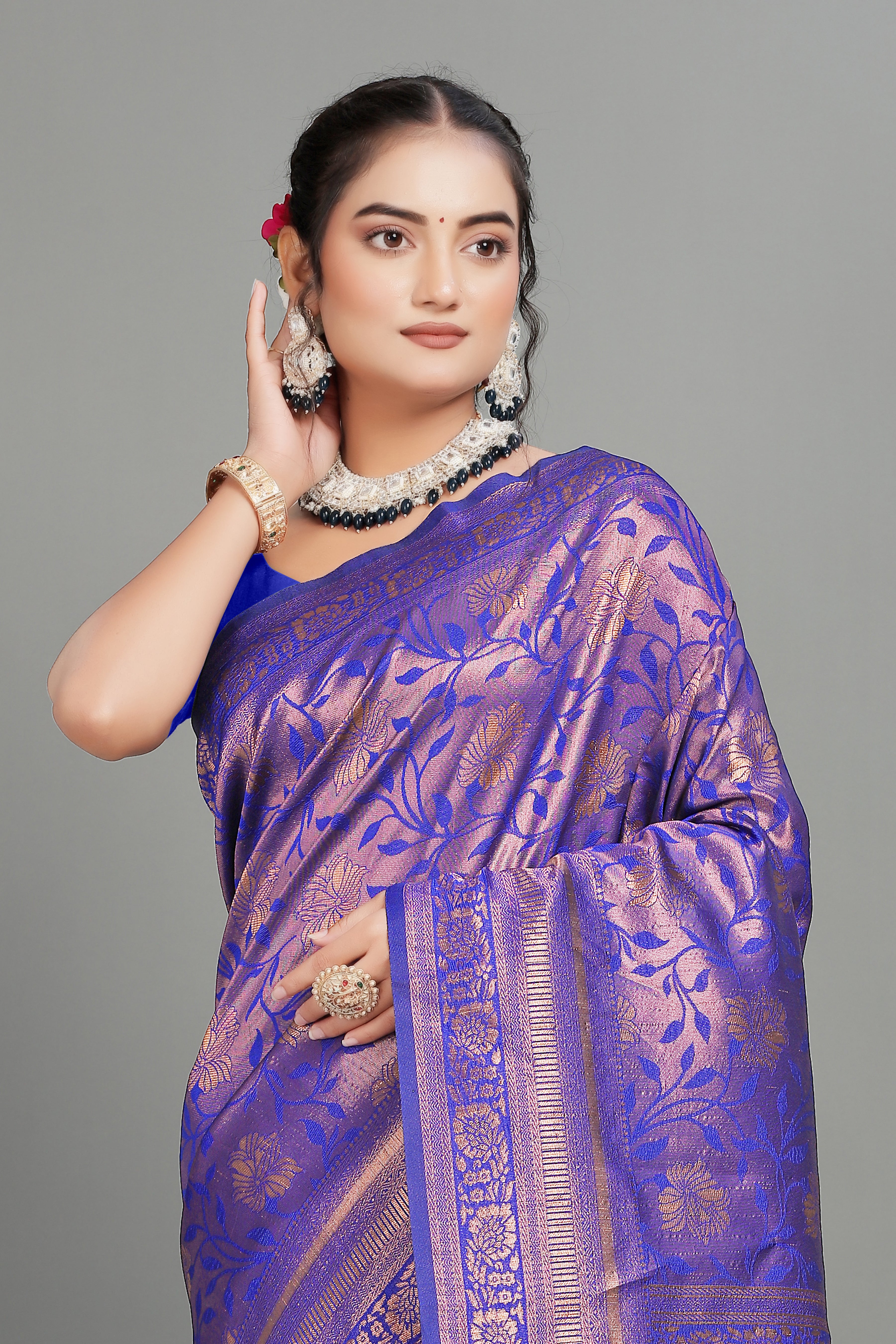 Blue Woven Banarasi Silk Saree