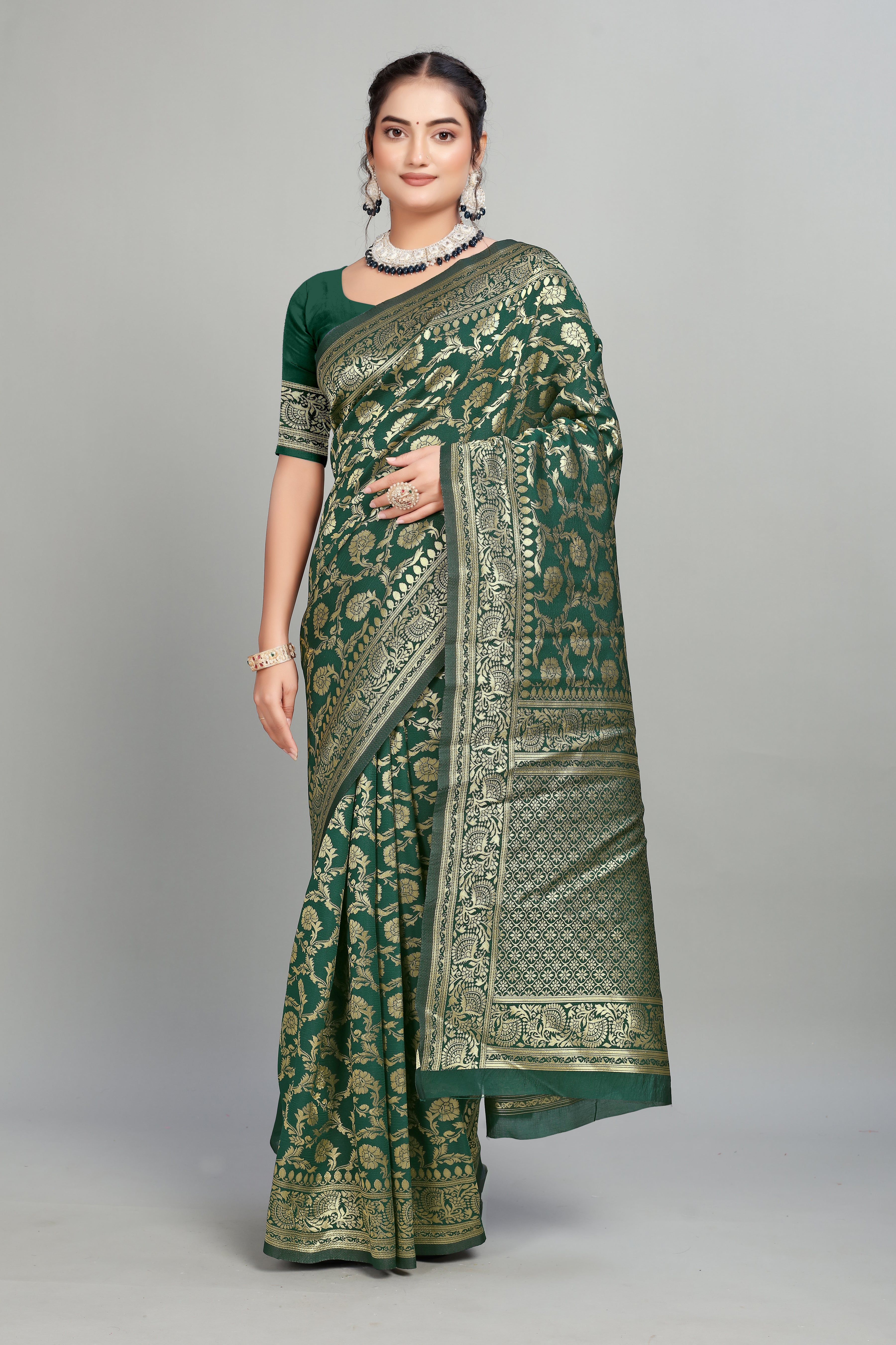 Green Woven Banarasi Silk Saree