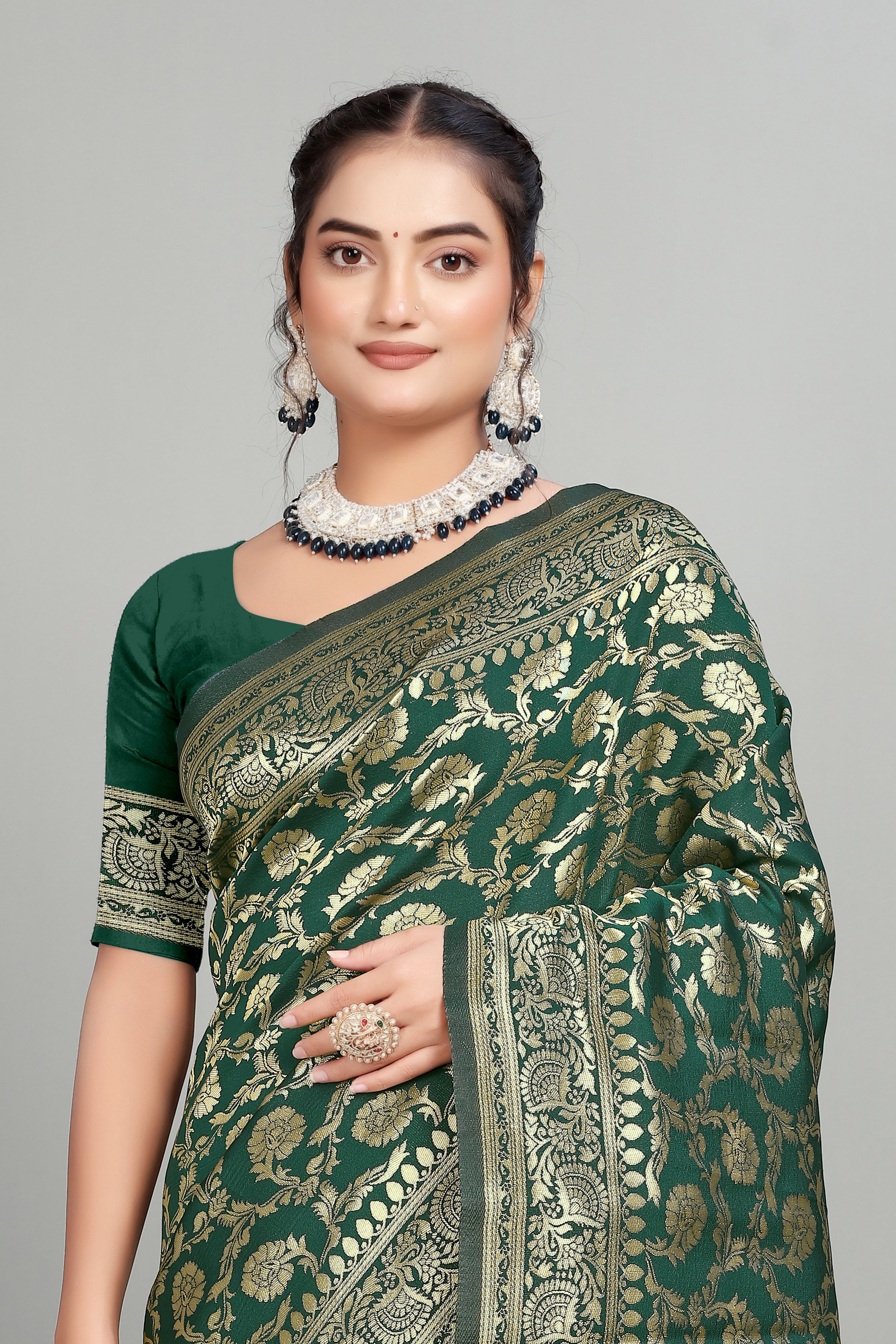 Green Woven Banarasi Silk Saree