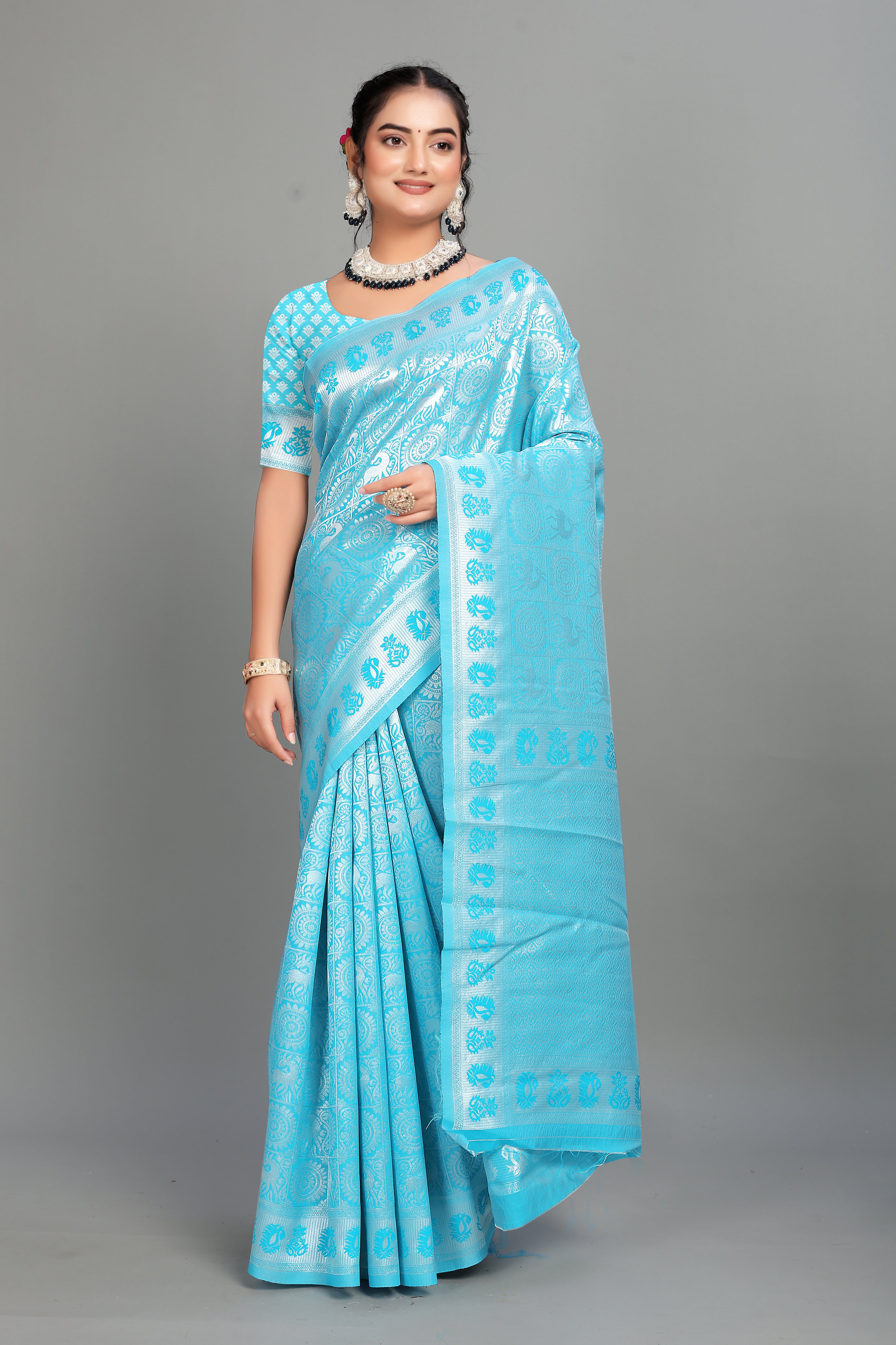 Blue Woven Banarasi Silk Saree