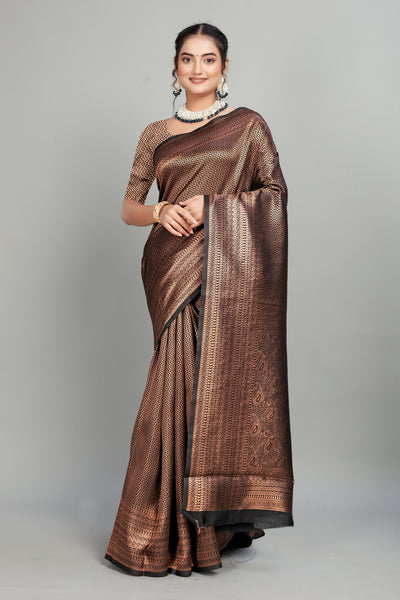 Black Woven Banarasi Silk Saree