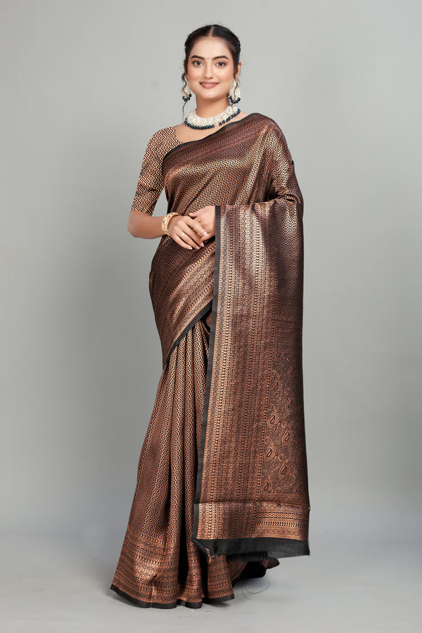 Black Woven Banarasi Silk Saree