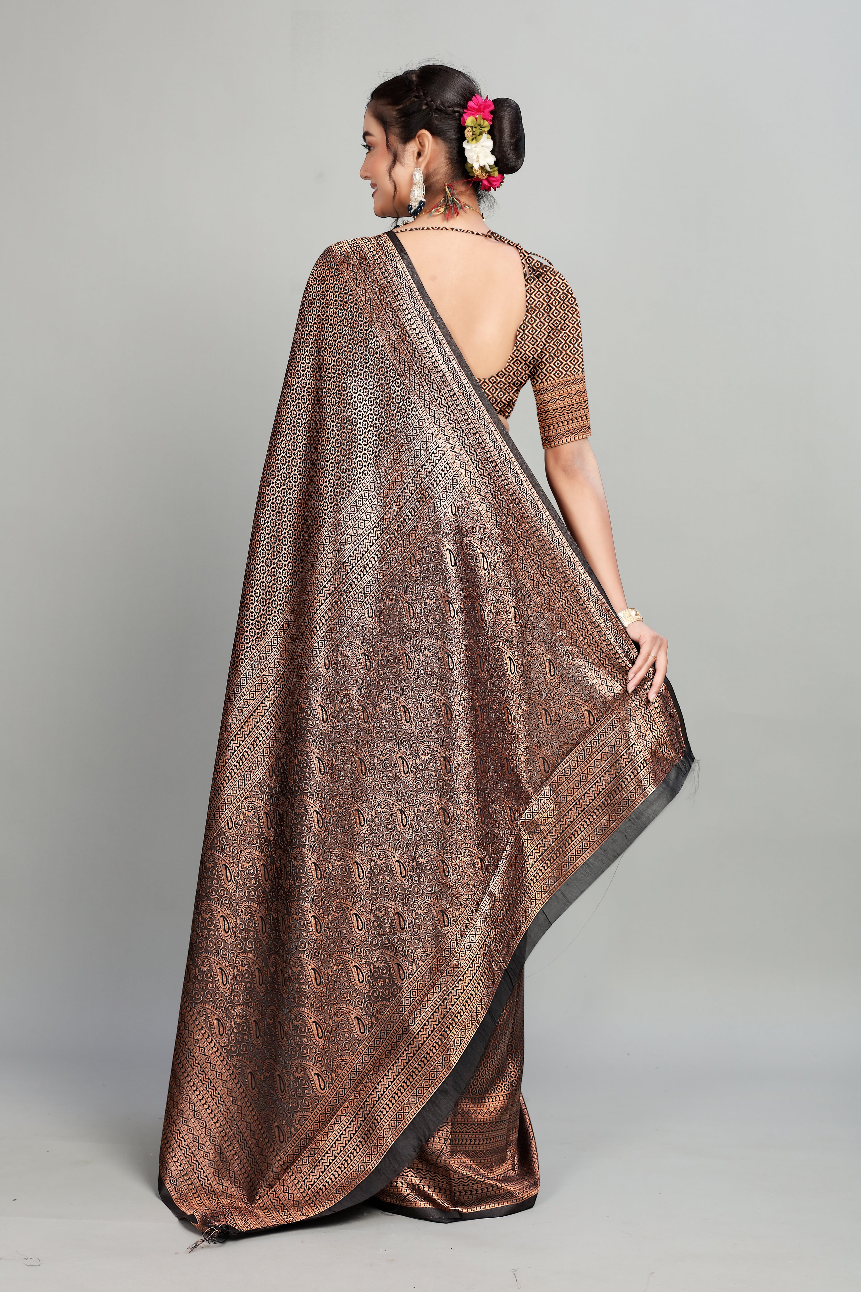 Black Woven Banarasi Silk Saree