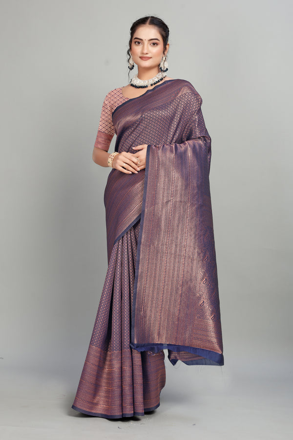 Blue Woven Banarasi Silk Saree